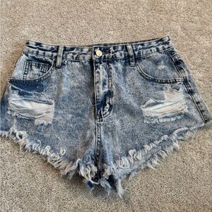 SHEIN Acid Wash Frayed Cut Off Jean Shorts